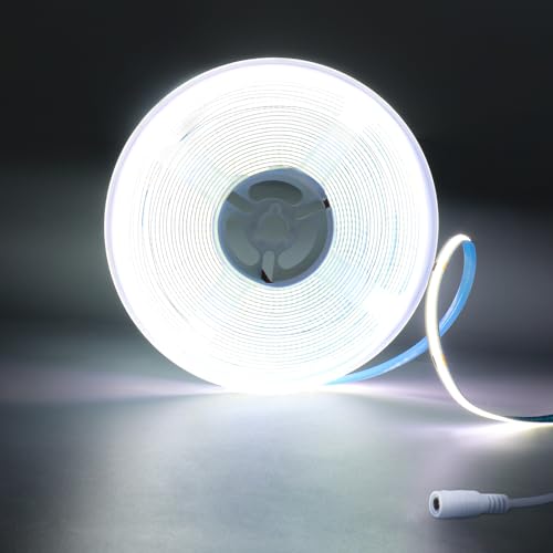 JINABLOSSY COB LED Streifen 10m, Kaltweiß 6000K 24V 320LEDs/M CRI90+ LED Strip Light, Dimmbar LED Streifen, für Zuhause Partei deko, Schlafzimmer, Schrank DIY Dekoration(Nur Streifen) von JINABLOSSY