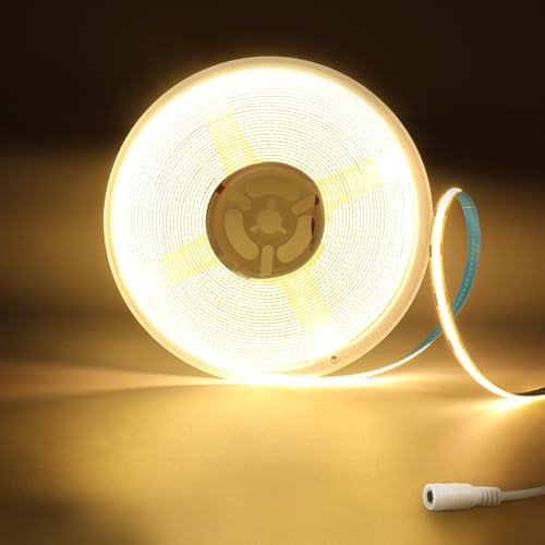 JINABLOSSY COB LED Streifen 10m, Warmweiss 3000K 24V 320LEDs/M CRI90+ LED Strip Light, Dimmbar LED Streifen, für Zuhause Partei deko, Schlafzimmer, Schrank DIY Dekoration(Nur Streifen) von JINABLOSSY