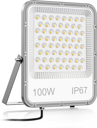 JINABLOSSY LED Strahler Außen 100W 6500K Kaltweiß LED Fluter 60 LEDs Superhell 10000LM IP66 Wasserfest Aussenstrahler für Hell Garten Garage Sportplatz Hof Auffahrt Türen JINABLOSSY LED Strahler Außen 100W 6500K Kaltweiß LED Fluter 60 LEDs Superhell 10000LM IP66 Wasserfest Aussenstrahler für Hell Garten Garage Sportplatz Hof Auffahrt Türen von JINABLOSSY