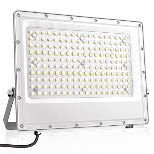 JINABLOSSY LED Strahler Außen 150W 6000K Kaltweiß LED Fluter 216LEDs Superhell 15000LM Scheinwerfer, IP65 Wasserfest Aussenstrahler für Hell Garten Garage Sportplatz Hof Auffahrt Türen von JINABLOSSY