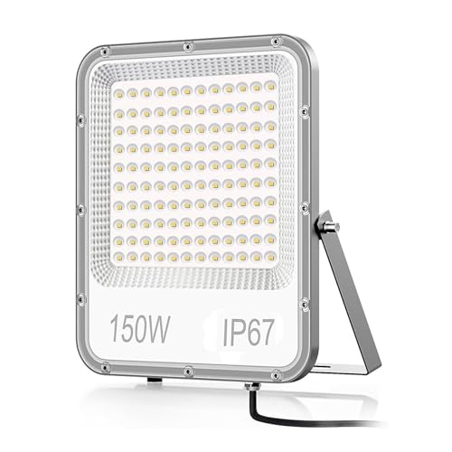 JINABLOSSY LED Strahler Außen 150W 6500K Kaltweiß LED Fluter 144 LEDs Superhell 15000LM, IP66 Wasserfest Aussenstrahler für Hell Garten Garage Sportplatz Hof Auffahrt Türen JINABLOSSY LED Strahler Außen 150W 6500K Kaltweiß LED Fluter 144 LEDs Superhell 15000LM, IP66 Wasserfest Aussenstrahler für Hell Garten Garage Sportplatz Hof Auffahrt Türen von JINABLOSSY
