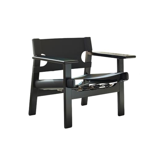 JINBIXIANGDJKS Balkon Freizeit Einfache Mode-Design Massivholz Einzel Lounge Stuhl(Black) von JINBIXIANGDJKS