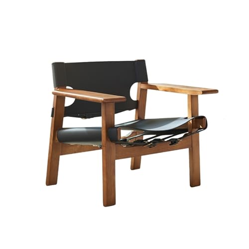 JINBIXIANGDJKS Balkon Freizeit Einfache Mode-Design Massivholz Einzel Lounge Stuhl(Brown) von JINBIXIANGDJKS