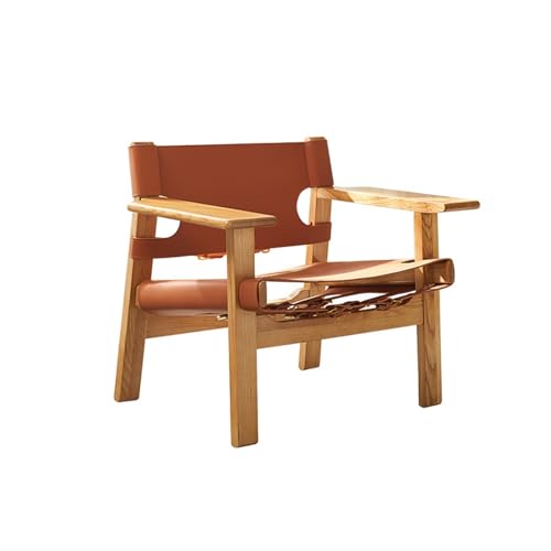 JINBIXIANGDJKS Balkon Freizeit Einfache Mode-Design Massivholz Einzel Lounge Stuhl(Yellow) von JINBIXIANGDJKS