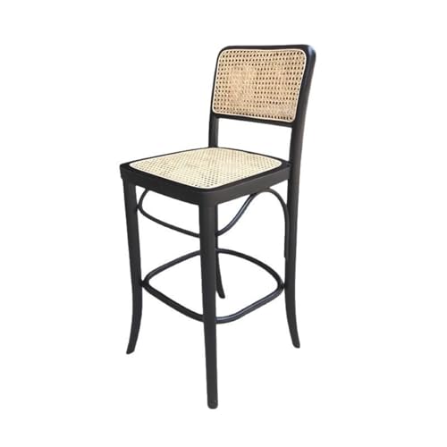 JINBIXIANGDJKS Barstuhl Massivholz Rattan Moderner Einfacher Barhocker(Black) von JINBIXIANGDJKS