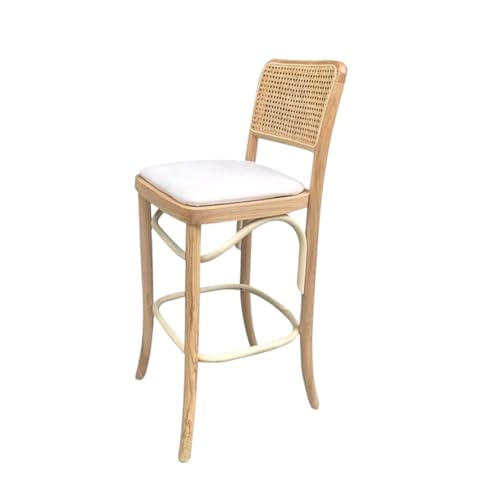 JINBIXIANGDJKS Barstuhl Massivholz Rattan Moderner Einfacher Barhocker(Brown) von JINBIXIANGDJKS
