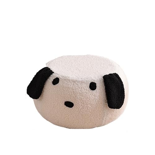 JINBIXIANGDJKS Dice Home Wohnzimmer Kinder Massivholz Schuhwechselstuhl Fußhocker Einfach(Whitepuppy) von JINBIXIANGDJKS