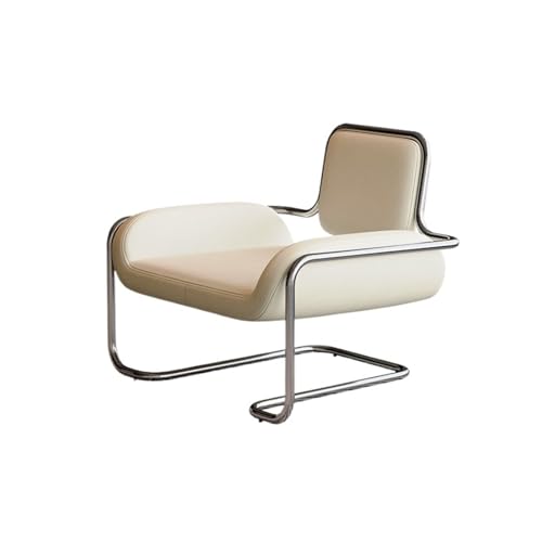 JINBIXIANGDJKS Edelstahl Sonder Geformten Stuhl Licht Luxus Wohnzimmer Empfang Freizeit Einzel Sofa Stuhl(White) von JINBIXIANGDJKS