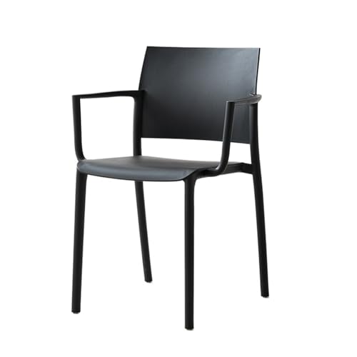 JINBIXIANGDJKS Einfache Outdoor-Freizeit-Rückenlehne Home Verdickter Esszimmerstuhl Stapelsessel(Armrestblack) von JINBIXIANGDJKS
