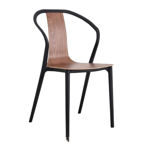 JINBIXIANGDJKS Einfacher, Moderner Heim-Kunststoff-Mode-vielseitiger Freizeitstuhl Mit Rückenlehne(Walnut) von JINBIXIANGDJKS