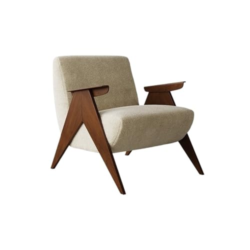 JINBIXIANGDJKS Einzelner Sofastuhl Aus Massivholz, Schlichtes Design, Retro-Wohnzimmer, Balkon, Hotel, Freizeitstuhl(White) von JINBIXIANGDJKS