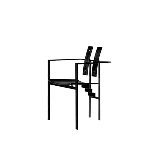 JINBIXIANGDJKS Esszimmerstuhl, Schlichter Retro-Sessel Mit Rückenlehne Aus Eisen for Zuhause Und Freizeit(Black) von JINBIXIANGDJKS