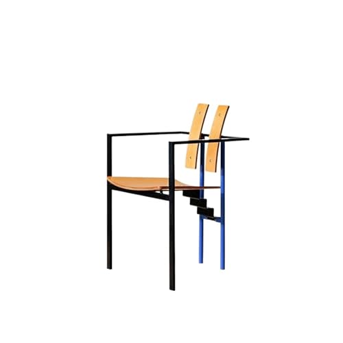 JINBIXIANGDJKS Esszimmerstuhl, Schlichter Retro-Sessel Mit Rückenlehne Aus Eisen for Zuhause Und Freizeit(Brown) von JINBIXIANGDJKS