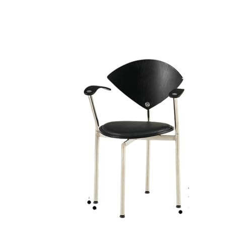 JINBIXIANGDJKS Esszimmerstuhl Aus Massivem Holz Mit Armlehnen, Schlichtes Modedesign, Weiche Rückenlehne, Retro-Esszimmerstuhl for Zuhause, Kaffee, Freizeit(Black) von JINBIXIANGDJKS