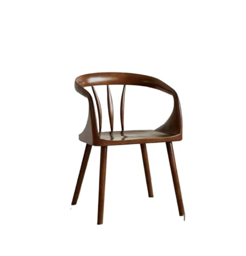 JINBIXIANGDJKS Esszimmerstuhl Aus Massivholz Mit Rückenlehne Und Armlehne, Lässiges, Schlichtes Modedesign(Walnut) von JINBIXIANGDJKS