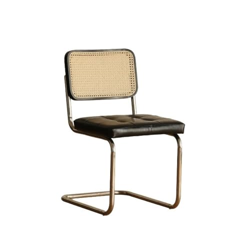JINBIXIANGDJKS Esszimmerstuhl Home Light Luxury Retro Rattan Massivholz Modern Simple Rückenlehnenstuhl(Blackwithoutarmrest) von JINBIXIANGDJKS