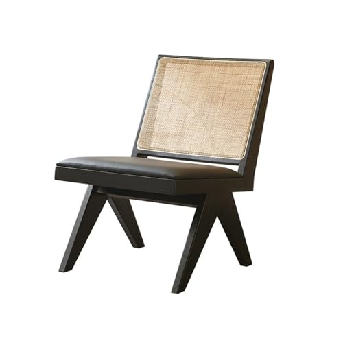 JINBIXIANGDJKS Esszimmerstuhl Lässig Schlichtes Design Balkon Massivholz Rattanstuhl Möbel(Blackcushionedmodel) von JINBIXIANGDJKS