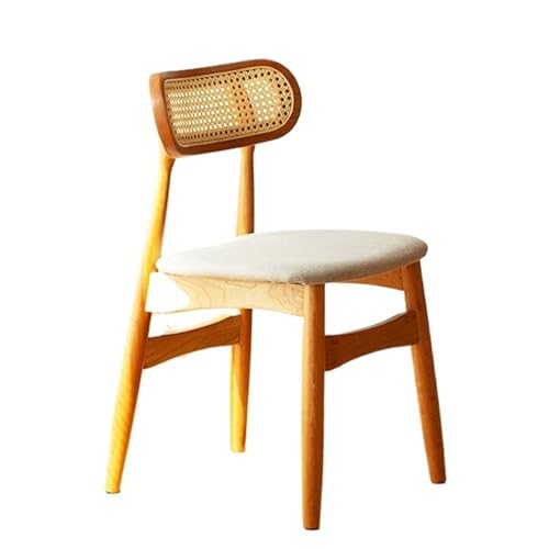 JINBIXIANGDJKS Esszimmerstuhl Massivholz Rückenlehne Büro Rattan Weiches Kissen Home(Gray) von JINBIXIANGDJKS