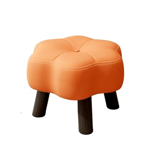 JINBIXIANGDJKS Home Light Luxury Simple Flower Low Hocker Wohnzimmer Couchtisch Massivholz Sofastuhl Robuste Und Langlebige Schuhbank(Orange) von JINBIXIANGDJKS