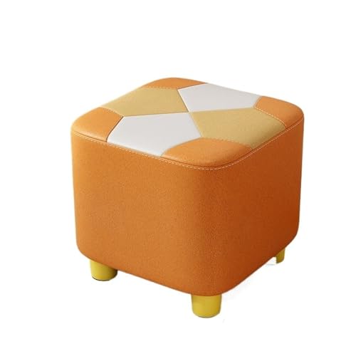 JINBIXIANGDJKS Home Massivholz Kleiner Leichter Luxus High-End-Quadrathocker Kinderschuh-Wickelstuhl(Orange) von JINBIXIANGDJKS