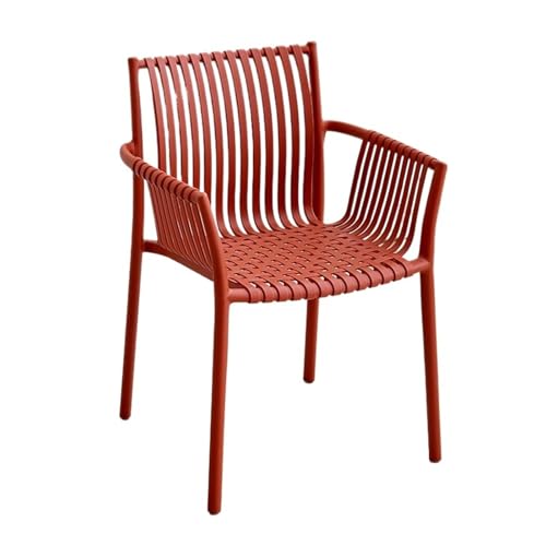 JINBIXIANGDJKS Kunststoff Hause Einfache Freizeit Stapelbar Milch Tee Shop Balkon Im Freien Garten Stuhl(Red) von JINBIXIANGDJKS