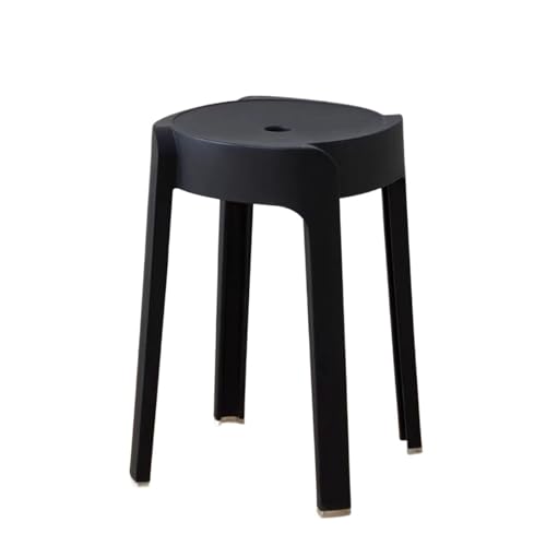 JINBIXIANGDJKS Kunststoff Haushalts Runden Hocker Einfache Stapelbar Esstisch Hochstuhl(Black) von JINBIXIANGDJKS