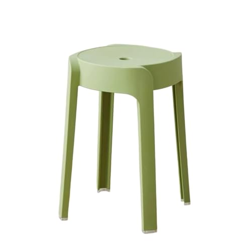 JINBIXIANGDJKS Kunststoff Haushalts Runden Hocker Einfache Stapelbar Esstisch Hochstuhl(LightGreen) von JINBIXIANGDJKS
