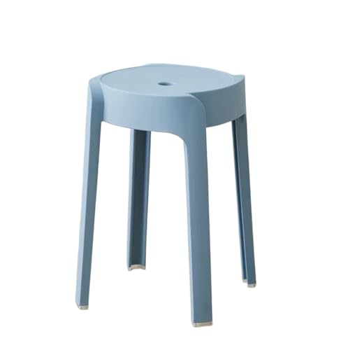 JINBIXIANGDJKS Kunststoff Haushalts Runden Hocker Einfache Stapelbar Esstisch Hochstuhl(Lightblue) von JINBIXIANGDJKS