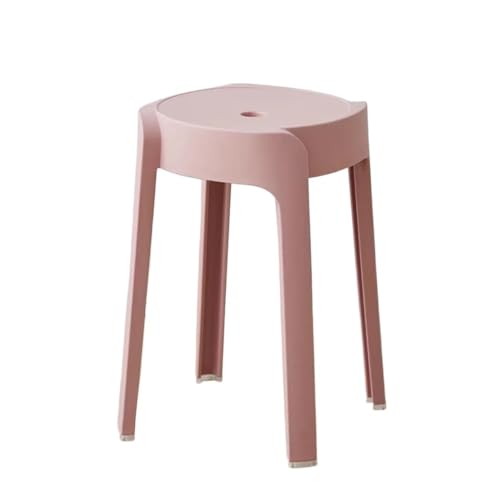 JINBIXIANGDJKS Kunststoff Haushalts Runden Hocker Einfache Stapelbar Esstisch Hochstuhl(Pink) von JINBIXIANGDJKS