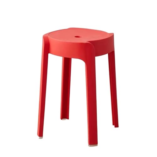 JINBIXIANGDJKS Kunststoff Haushalts Runden Hocker Einfache Stapelbar Esstisch Hochstuhl(Red) von JINBIXIANGDJKS