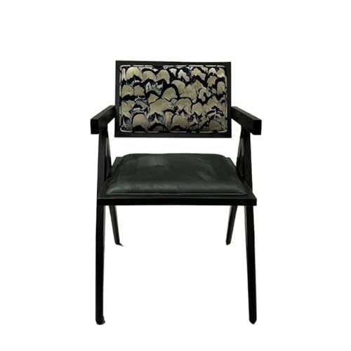 JINBIXIANGDJKS Lässiger Retro-Esszimmerstuhl Mit Rückenlehne Und Armlehne, Weich Gepolstert(Green) von JINBIXIANGDJKS