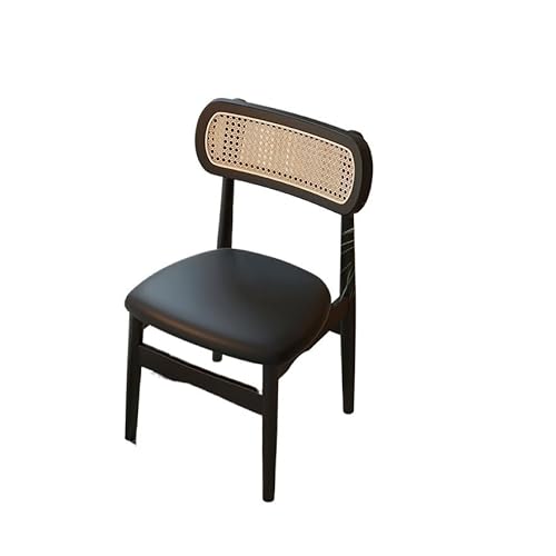 JINBIXIANGDJKS Massivholz Esstisch Und Stuhl Rückenlehne Retro Restaurant Soft Cover(Black,Black) von JINBIXIANGDJKS
