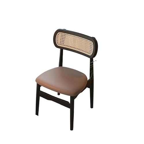 JINBIXIANGDJKS Massivholz Esstisch Und Stuhl Rückenlehne Retro Restaurant Soft Cover(Black,Light Brown) von JINBIXIANGDJKS