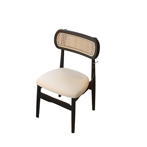 JINBIXIANGDJKS Massivholz Esstisch Und Stuhl Rückenlehne Retro Restaurant Soft Cover(Black,White) von JINBIXIANGDJKS