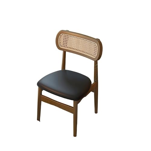 JINBIXIANGDJKS Massivholz Esstisch Und Stuhl Rückenlehne Retro Restaurant Soft Cover(Natural Wood,Black) von JINBIXIANGDJKS