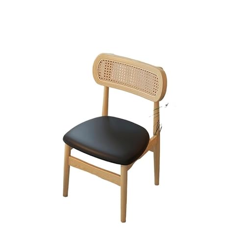 JINBIXIANGDJKS Massivholz Esstisch Und Stuhl Rückenlehne Retro Restaurant Soft Cover(Walnut,Black) von JINBIXIANGDJKS