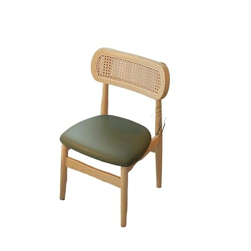 JINBIXIANGDJKS Massivholz Esstisch Und Stuhl Rückenlehne Retro Restaurant Soft Cover(Walnut,Green) von JINBIXIANGDJKS