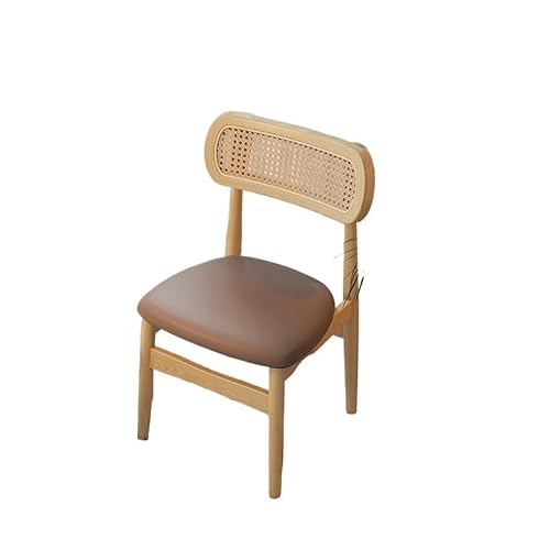 JINBIXIANGDJKS Massivholz Esstisch Und Stuhl Rückenlehne Retro Restaurant Soft Cover(Walnut,Light Brown) von JINBIXIANGDJKS