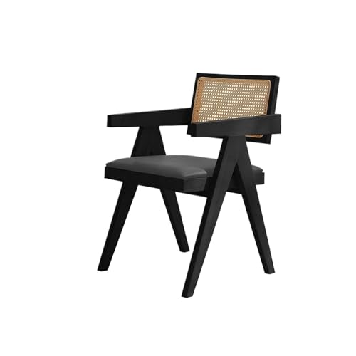 JINBIXIANGDJKS Massivholz Esszimmerstuhl Einfache Rückenlehne Rattan Lässig Einfache Mode-Design(Black) von JINBIXIANGDJKS
