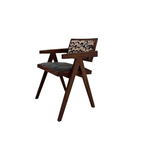 JINBIXIANGDJKS Massivholz Esszimmerstuhl Home Einfaches Design Rückenlehne Freizeit Rattanstuhl(Brown) von JINBIXIANGDJKS