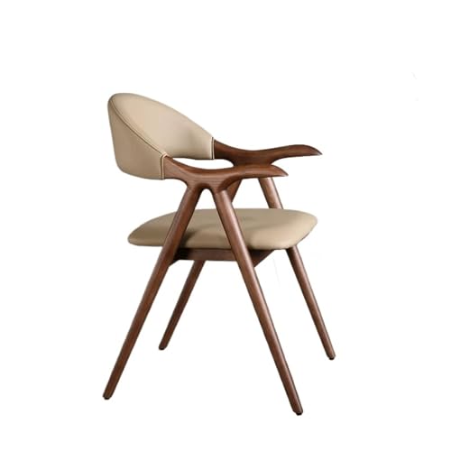 JINBIXIANGDJKS Massivholz Esszimmerstuhl Home Minimalistisches Verhandlungsdesign Freizeit Armlehne Rückenlehne Stuhl(Khaki) von JINBIXIANGDJKS