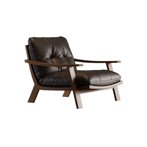 JINBIXIANGDJKS Massivholz Freizeitstuhl Retro Einzelsofa Stuhl Wohnzimmer Balkon Licht Luxus Faul Sofa(Black) von JINBIXIANGDJKS