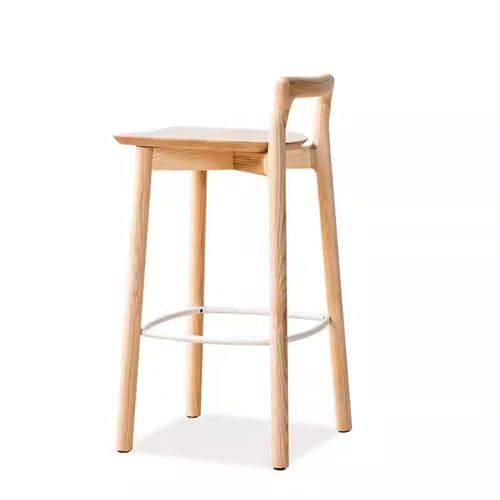 JINBIXIANGDJKS Massivholz Home Rückenlehne Modernes Schlichtes Design Hochstuhl Bar Barhocker(Beige) von JINBIXIANGDJKS