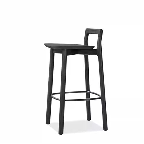 JINBIXIANGDJKS Massivholz Home Rückenlehne Modernes Schlichtes Design Hochstuhl Bar Barhocker(Black) von JINBIXIANGDJKS