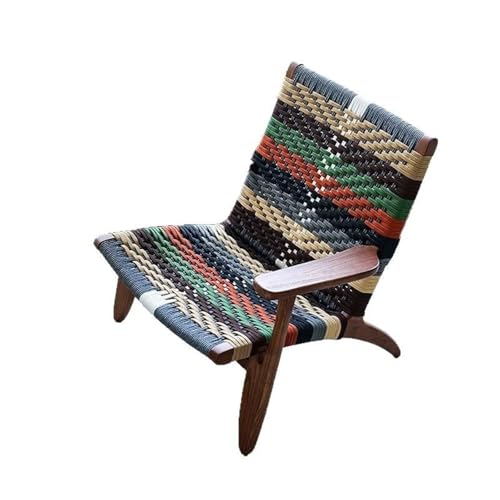 JINBIXIANGDJKS Massivholz Rattan Freizeit Liege Wohnzimmer Schlafzimmer Balkon Einzelsofa Stuhl Rückenlehne Home(StyleA) von JINBIXIANGDJKS