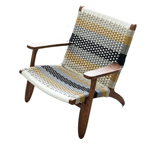 JINBIXIANGDJKS Massivholz Rattan Freizeit Liege Wohnzimmer Schlafzimmer Balkon Einzelsofa Stuhl Rückenlehne Home(StyleB) von JINBIXIANGDJKS