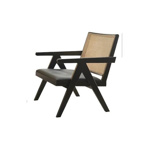 JINBIXIANGDJKS Massivholz Rattan Handlauf Rückenlehne Balkon Einfache Mode-Design Freizeitstuhl(Blacksoftbag) von JINBIXIANGDJKS
