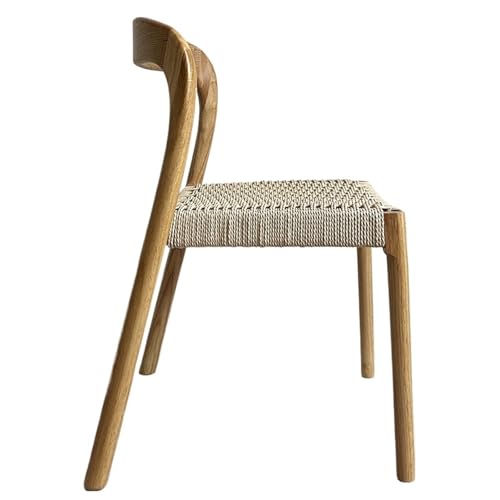 JINBIXIANGDJKS Massivholz Seil Zurück Esstisch Stuhl Home Wohnzimmer Balkon Freizeit Stuhl(Natural Wood) von JINBIXIANGDJKS