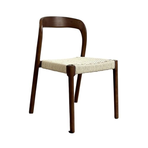 JINBIXIANGDJKS Massivholz Seil Zurück Esstisch Stuhl Home Wohnzimmer Balkon Freizeit Stuhl(Walnut) von JINBIXIANGDJKS
