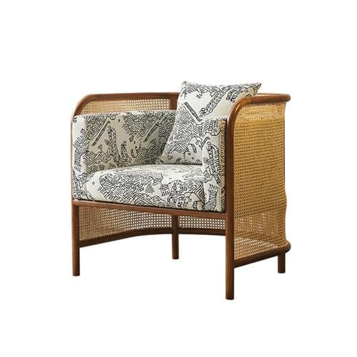 JINBIXIANGDJKS Massivholz Sofa Stuhl Freizeit Balkon Wohnzimmer Home Rückenlehne Armlehne gewebt Rattan Kunst von JINBIXIANGDJKS